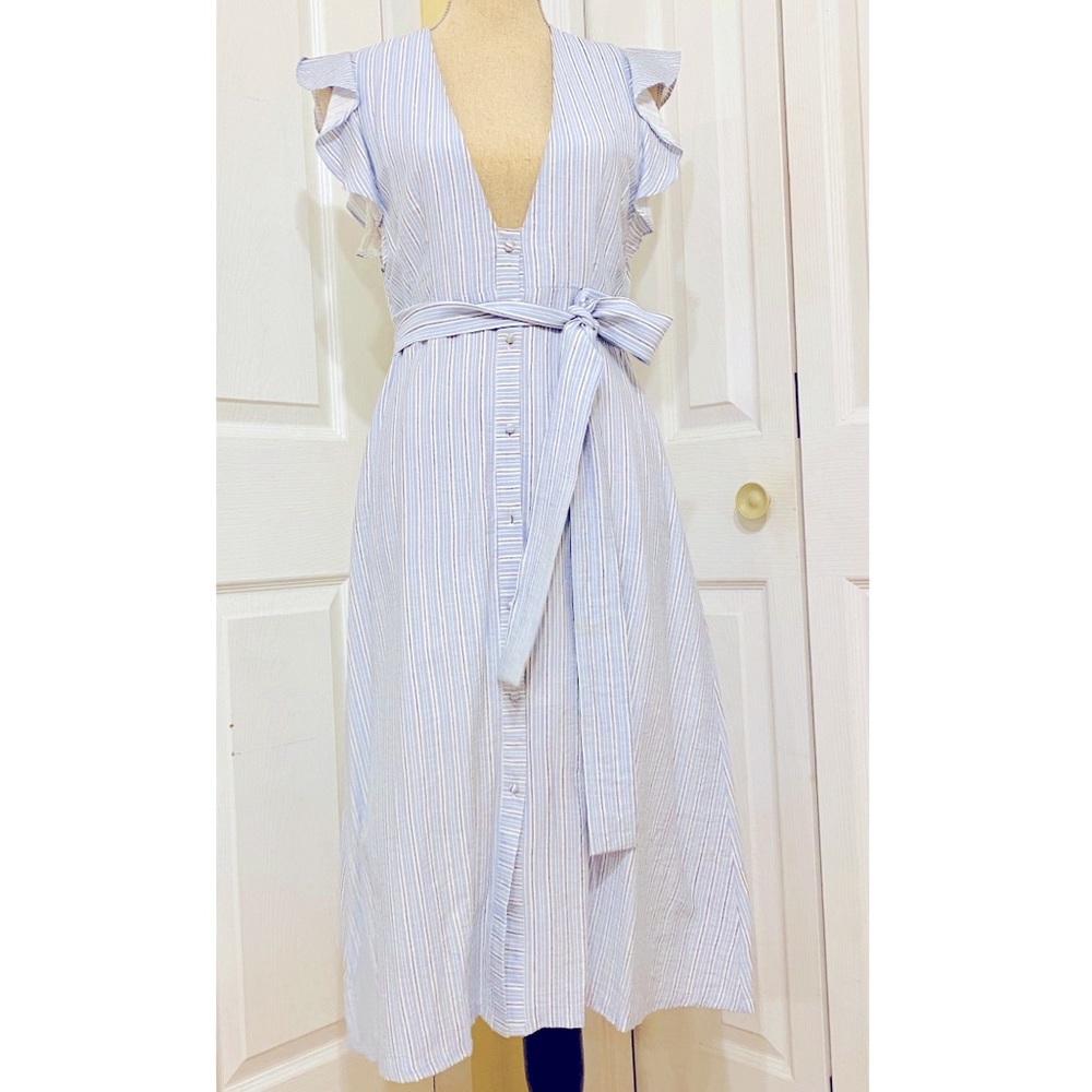 Nordstrom Dress Striped Blue Midi Dress